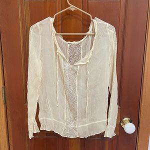 Sheer Peasant Lace Blouse